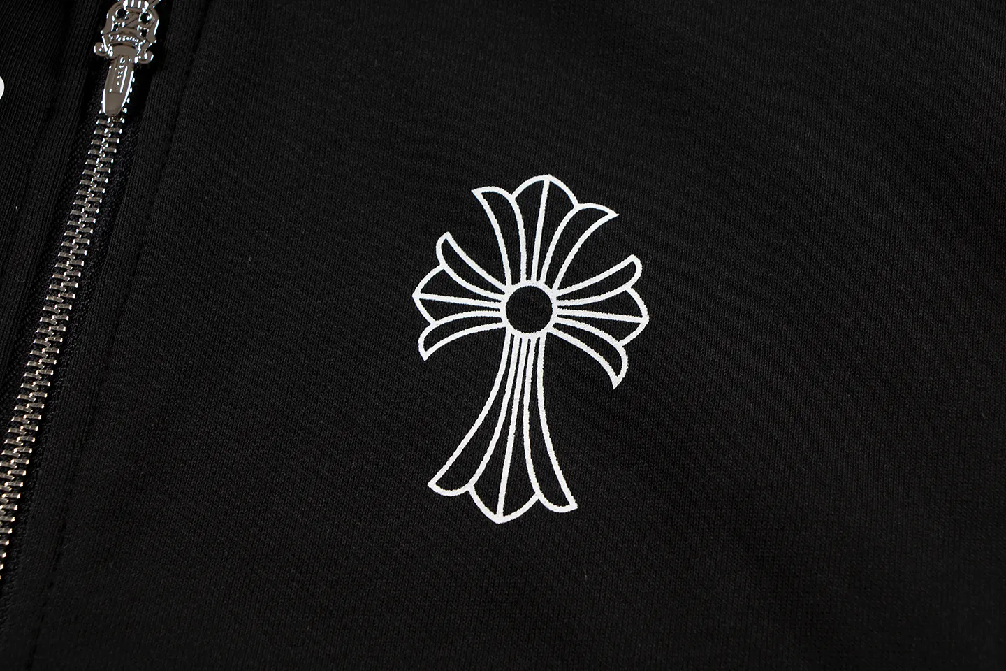 P290 Chrome Hearts Chrome Hearts Horseshoe Cross Sanskrit Cardigan Hooded Sweatshirt Size: S M L XL Color: Black, White